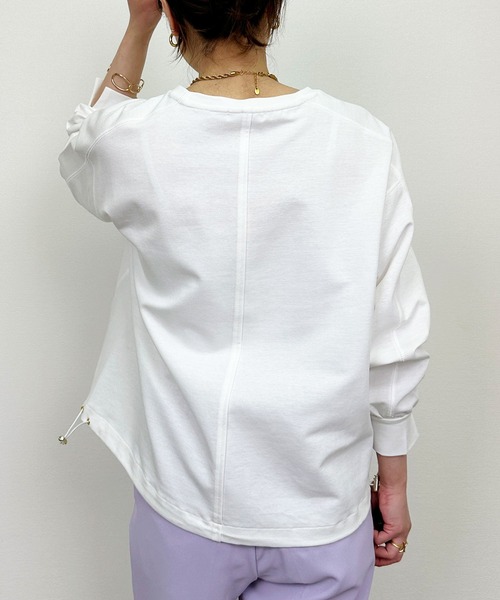 PICCIN（ピッチン）の「裾ドロストプルオーバー（Tシャツ/カットソー・レディース・グレイッシュベージュ/ブルー/オフホワイト・M）」の6枚目の写真