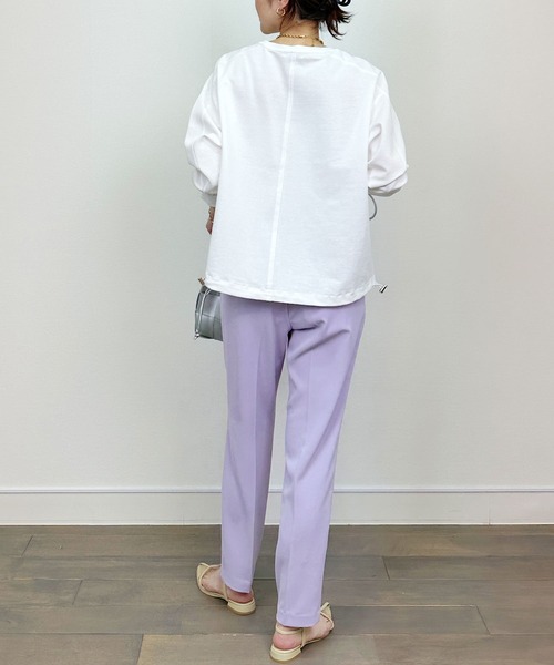 PICCIN（ピッチン）の「裾ドロストプルオーバー（Tシャツ/カットソー・レディース・グレイッシュベージュ/ブルー/オフホワイト・M）」の10枚目の写真