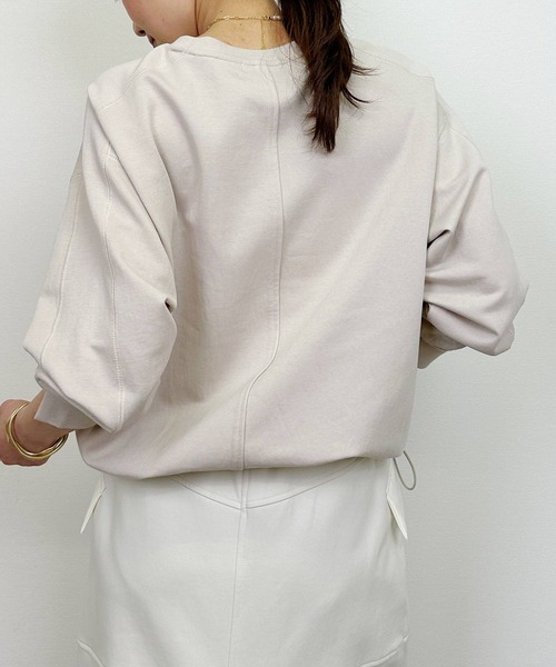 PICCIN（ピッチン）の「裾ドロストプルオーバー（Tシャツ/カットソー・レディース・グレイッシュベージュ/ブルー/オフホワイト・M）」の15枚目の写真