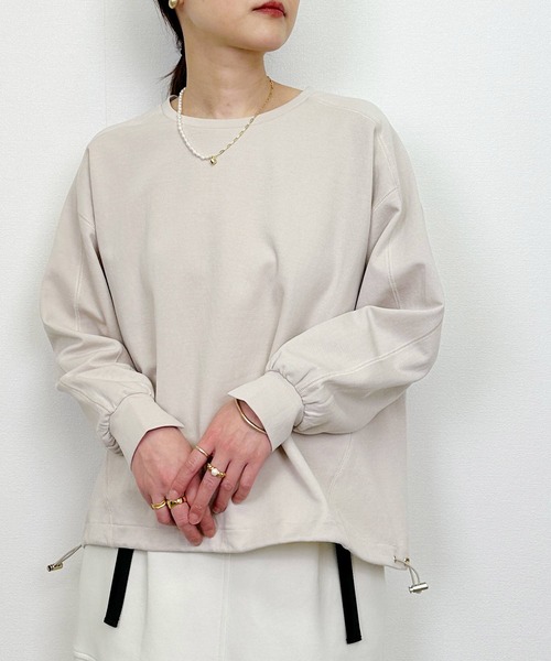 PICCIN（ピッチン）の「裾ドロストプルオーバー（Tシャツ/カットソー・レディース・グレイッシュベージュ/ブルー/オフホワイト・M）」の20枚目の写真