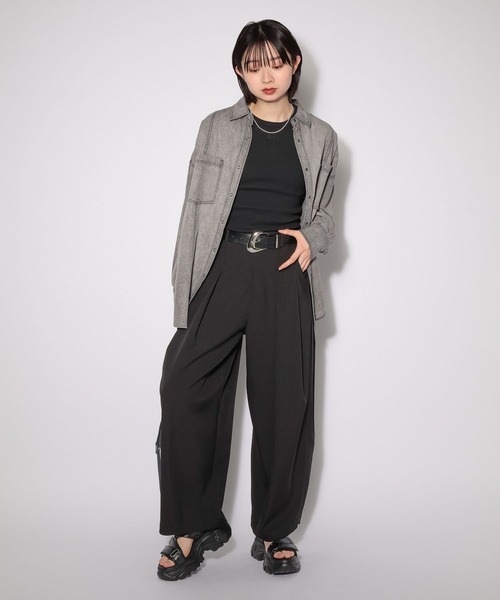 PAGEBOY（ページボーイ）の「ジミレスシシュウタンク（タンクトップ・レディース・ブラック/オフホワイト/チェリーピンク・FREE）」の9枚目の写真