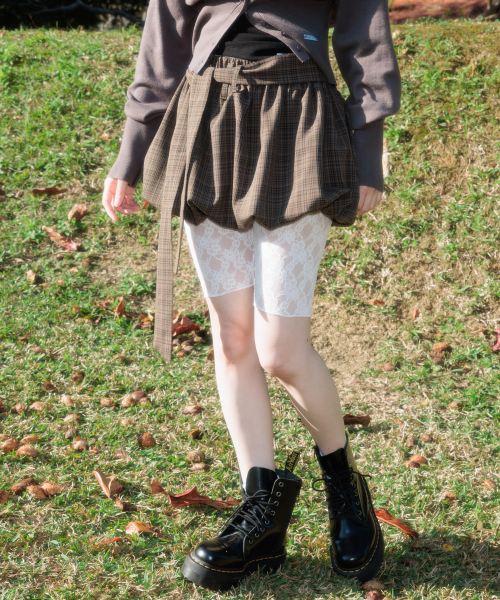ROSEFRANTZ（ロゼフランツ）の「Balloon Check Belted Miniskirt [Brown]（スカート・レディース・ブラウン・OS）」の14枚目の写真