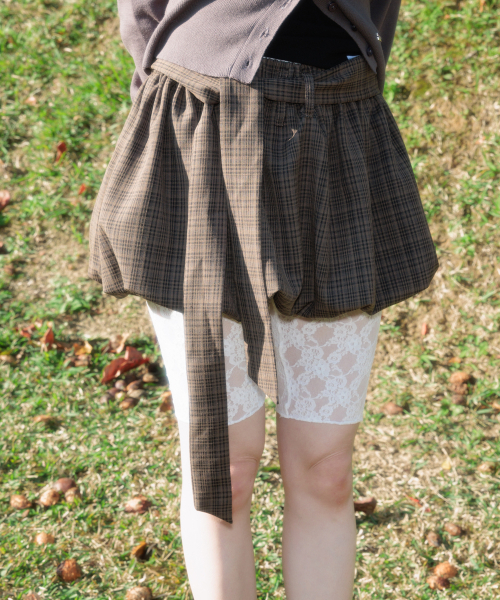 ROSEFRANTZ（ロゼフランツ）の「Balloon Check Belted Miniskirt [Brown]（スカート・レディース・ブラウン・OS）」の13枚目の写真