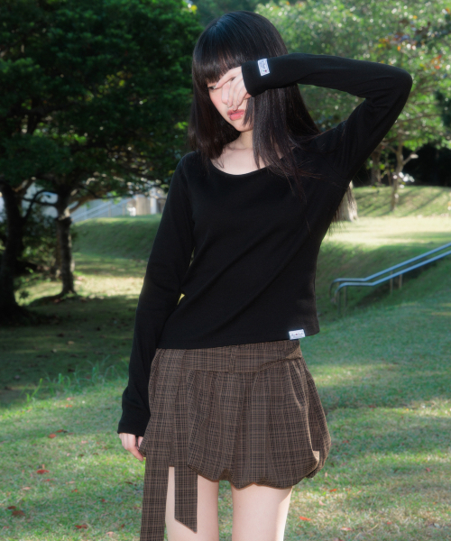 ROSEFRANTZ（ロゼフランツ）の「Balloon Check Belted Miniskirt [Brown]（スカート・レディース・ブラウン・OS）」の8枚目の写真