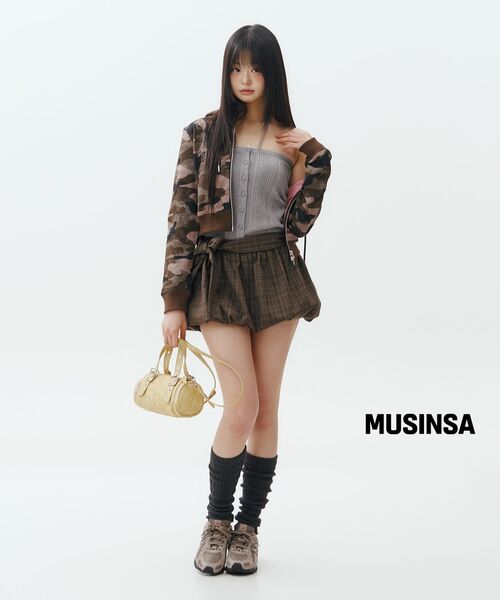 ROSEFRANTZ（ロゼフランツ）の「Balloon Check Belted Miniskirt [Brown]（スカート・レディース・ブラウン・OS）」の4枚目の写真