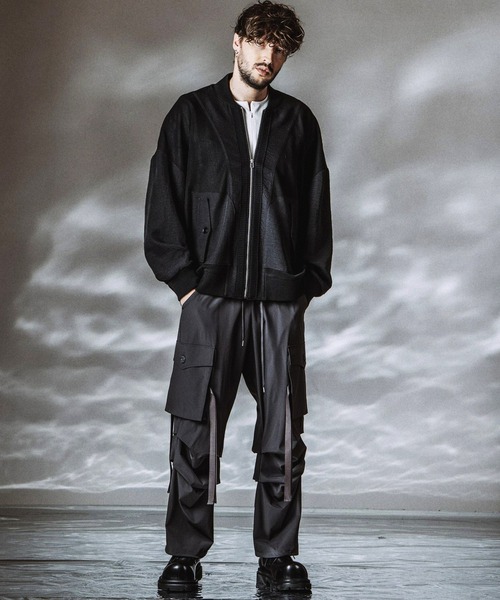 NO ID.（ノーアイディ）の「【NO ID.】Changing Sheer Knit MA-1 Blouson / チェンジングシアーニットMA-1ブルゾン（MA-1・メンズ・ストライプ/ブラック/グレー・ONE SIZE）」の17枚目の写真