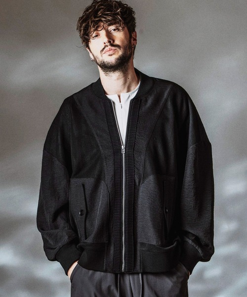 NO ID.（ノーアイディ）の「【NO ID.】Changing Sheer Knit MA-1 Blouson / チェンジングシアーニットMA-1ブルゾン（MA-1・メンズ・ストライプ/ブラック/グレー・ONE SIZE）」の16枚目の写真