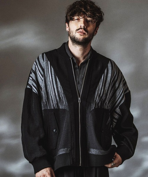 NO ID.（ノーアイディ）の「【NO ID.】Changing Sheer Knit MA-1 Blouson / チェンジングシアーニットMA-1ブルゾン（MA-1・メンズ・ストライプ/ブラック/グレー・ONE SIZE）」の18枚目の写真