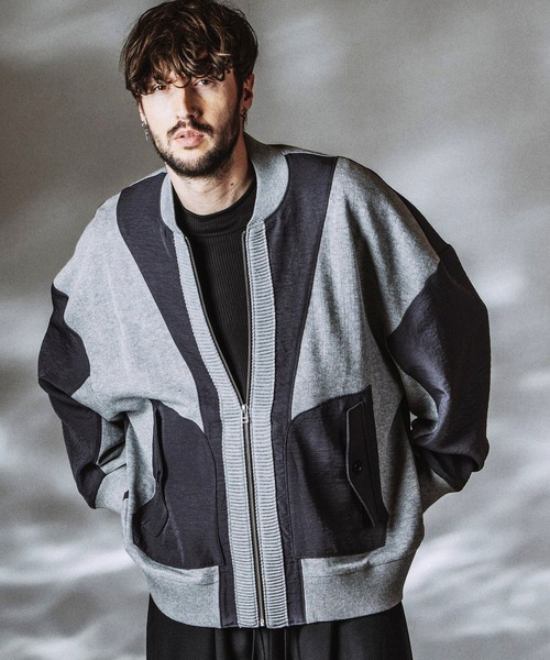 NO ID.（ノーアイディ）の「【NO ID.】Changing Sheer Knit MA-1 Blouson / チェンジングシアーニットMA-1ブルゾン（MA-1・メンズ・ストライプ/ブラック/グレー・ONE SIZE）」の20枚目の写真