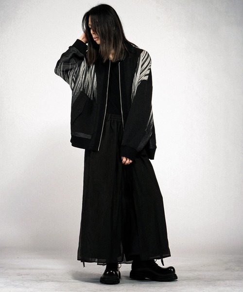 NO ID.（ノーアイディ）の「【NO ID.】Changing Sheer Knit MA-1 Blouson / チェンジングシアーニットMA-1ブルゾン（MA-1・メンズ・ストライプ/ブラック/グレー・ONE SIZE）」の13枚目の写真