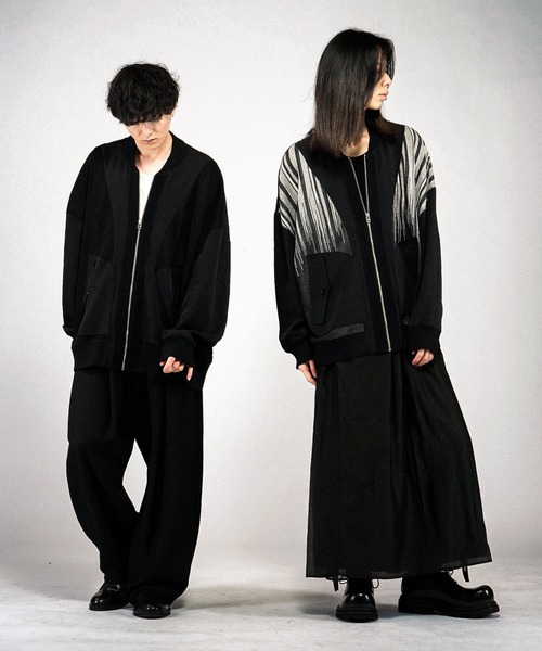 NO ID.（ノーアイディ）の「【NO ID.】Changing Sheer Knit MA-1 Blouson / チェンジングシアーニットMA-1ブルゾン（MA-1・メンズ・ストライプ/ブラック/グレー・ONE SIZE）」の14枚目の写真