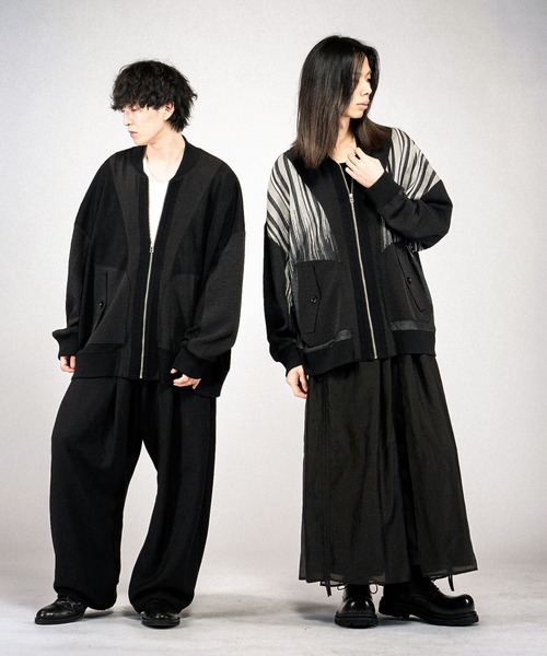 NO ID.（ノーアイディ）の「【NO ID.】Changing Sheer Knit MA-1 Blouson / チェンジングシアーニットMA-1ブルゾン（MA-1・メンズ・ストライプ/ブラック/グレー・ONE SIZE）」の15枚目の写真