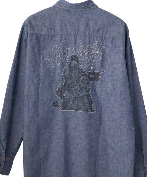 HYSTERIC GLAMOUR(ヒステリックグラマー)の「LET’S GO CRAZY刺繍 ウエスタンシャツ(シャツ/ブラウス・メンズ・ブラック/ライトインディゴブルー・X-LARGE/LARGE/MEDIUM/SMALL)」の4枚目の写真