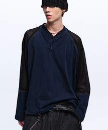 RSSC（アールエスエスシー）の「STITCHED KNIT ARM HENLEY NECK LONG SLEEVE - NAVY（Tシャツ/カットソー）」