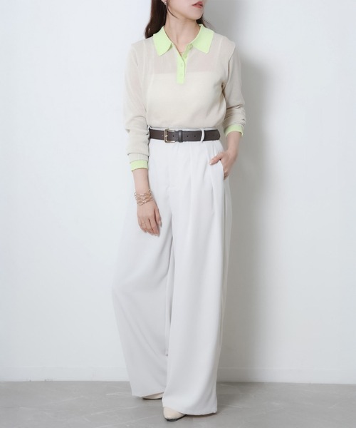 Riberry（リベリー）の「リネンライク配色ポロニット（ニット/セーター・レディース・ピンク/グレー/アイボリー/ブラック・FREE）」の17枚目の写真