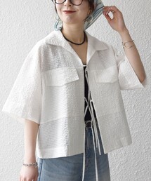 SHIPS any:〈手洗い可能〉サッカー リボン 開襟シャツ 羽織り