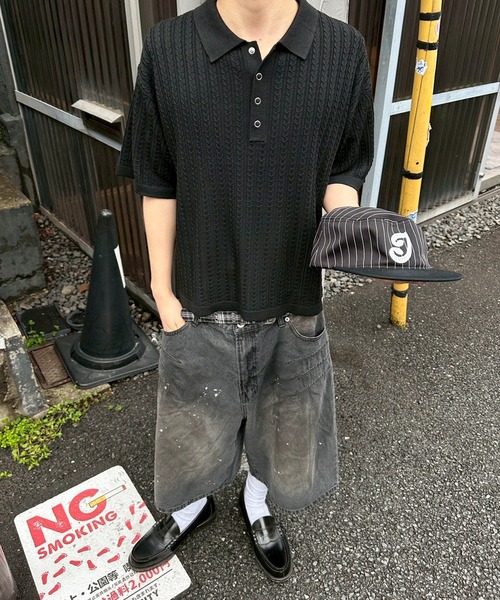 kutir(クティール)の「RINGSNAP CABLE KNIT POLO/リングスナップケーブル編みニットポロ(ポロシャツ・メンズ・グレー/カーキ/ブラック/ブラウン・MEDIUM/LARGE)」の15枚目の写真
