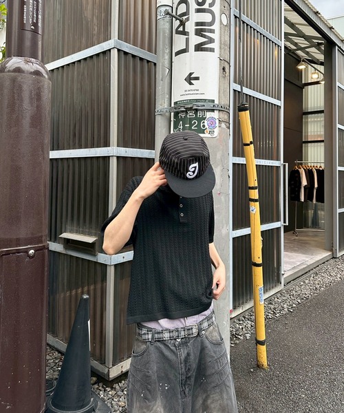kutir(クティール)の「RINGSNAP CABLE KNIT POLO/リングスナップケーブル編みニットポロ(ポロシャツ・メンズ・グレー/カーキ/ブラック/ブラウン・MEDIUM/LARGE)」の7枚目の写真