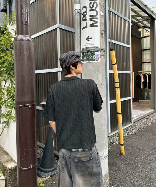kutir(クティール)の「RINGSNAP CABLE KNIT POLO/リングスナップケーブル編みニットポロ(ポロシャツ・メンズ・グレー/カーキ/ブラック/ブラウン・MEDIUM/LARGE)」の9枚目の写真