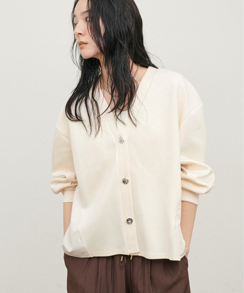 LARUTA（ラルータ）の「【LARUTA】異素材ダンボールカーディガン（カーディガン/ボレロ・レディース・アイボリー/ブラック/グレー・MEDIUM）」の4枚目の写真