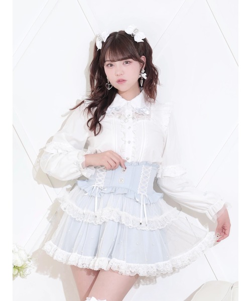 NOEMIE(ノエミー)の「チャーム付きメニーリボンチュールブラウス(シャツ/ブラウス・レディース・サックスブルー/ブラック/ピンク・M)」の3枚目の写真
