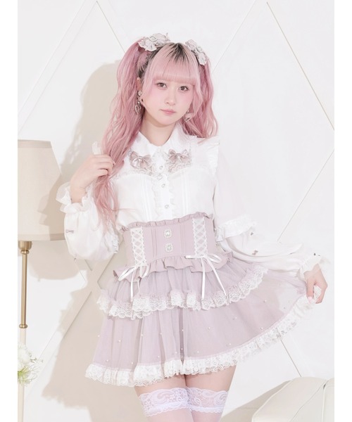 NOEMIE(ノエミー)の「チャーム付きメニーリボンチュールブラウス(シャツ/ブラウス・レディース・サックスブルー/ブラック/ピンク・M)」の2枚目の写真