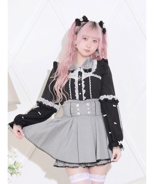 NOEMIE(ノエミー)の「チャーム付きメニーリボンチュールブラウス(シャツ/ブラウス・レディース・サックスブルー/ブラック/ピンク・M)」の1枚目の写真