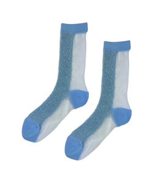 FAKUI(ファクイ)の「GLITTER FRINGE SEE-THROUGH SOCKS / ラメフリンジシースルーソックス(ソックス/靴下・レディース・ゴールド/シルバー/ブルー・22.0~24.0cm)」の9枚目の写真