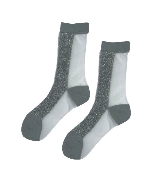 FAKUI(ファクイ)の「GLITTER FRINGE SEE-THROUGH SOCKS / ラメフリンジシースルーソックス(ソックス/靴下・レディース・ゴールド/シルバー/ブルー・22.0~24.0cm)」の5枚目の写真