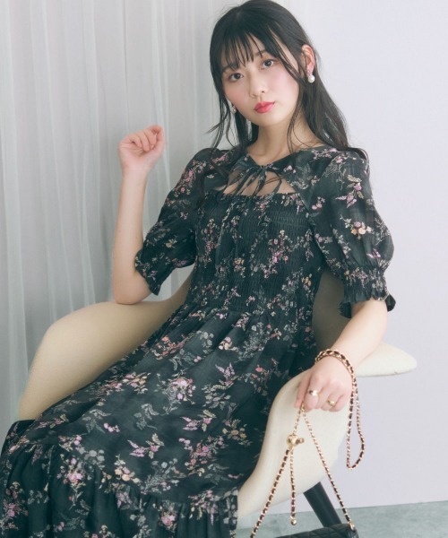 大きいサイズ＞ボレロ風フラワープリントワンピース marun（ワンピース