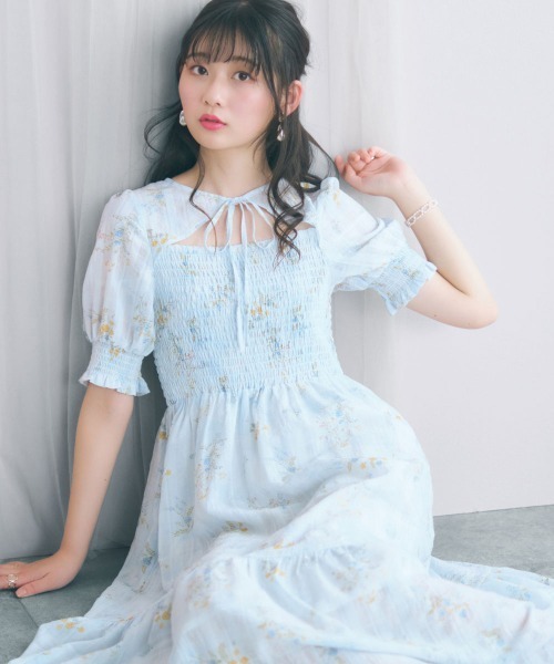 大きいサイズ＞ボレロ風フラワープリントワンピース marun（ワンピース