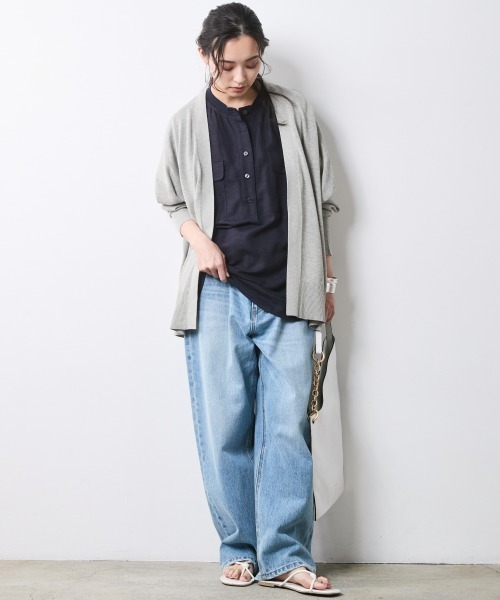 CHIC STYLE(シックスタイル)の「【セットアップ対応】衿リブハーフスリーブブラウス<大きいサイズ有>シックスタイル(シャツ/ブラウス・レディース・ネイビー/オフホワイト/モカ・3L/LL/L/M/5L/4L)」の20枚目の写真