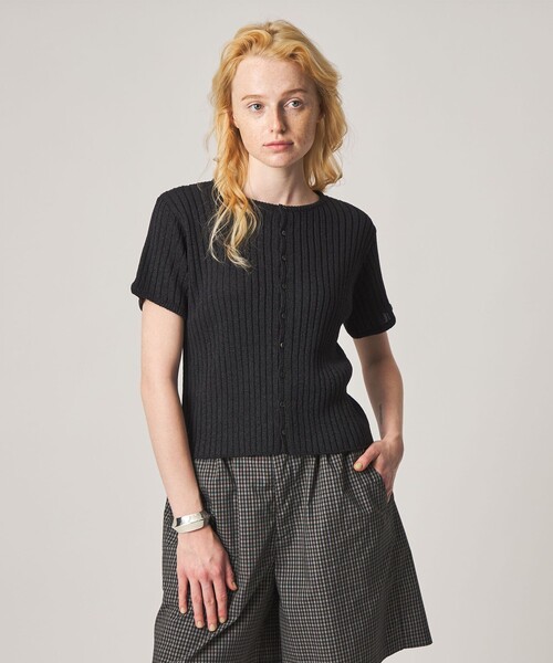 Steven Alan＞リブ ショートスリーブ カーディガン（カーディガン