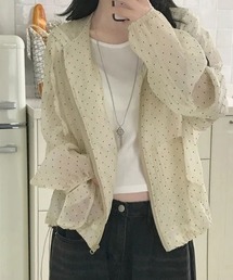 フード付きドット柄日焼け対策羽織ジャケット