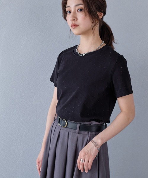murea(ミュレア)の「クロップド丈ラインストーン半袖Tシャツ(Tシャツ/カットソー・レディース・ホワイト/ブラック/グレー・FREE)」の16枚目の写真