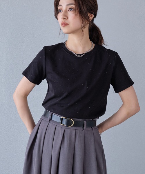 murea(ミュレア)の「クロップド丈ラインストーン半袖Tシャツ(Tシャツ/カットソー・レディース・ホワイト/ブラック/グレー・FREE)」の17枚目の写真