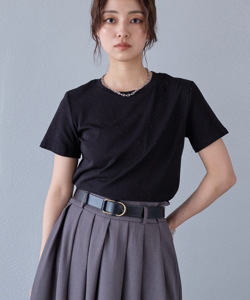 murea(ミュレア)の「クロップド丈ラインストーン半袖Tシャツ(Tシャツ/カットソー・レディース・ホワイト/ブラック/グレー・FREE)」の18枚目の写真
