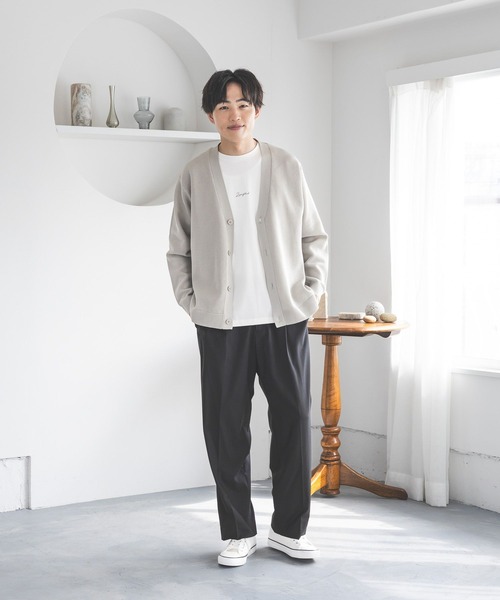 GLOBAL WORK(グローバルワーク)の「トクトク2setメッシュカーデ/半袖Tシャツ/661585(カーディガン/ボレロ・メンズ・オフホワイト/チャコールグレー/カーキ/グレー系その他/スカイブルー/ネイビー・MEDIUM/SMALL/X-LARGE/LARGE)」の7枚目の写真