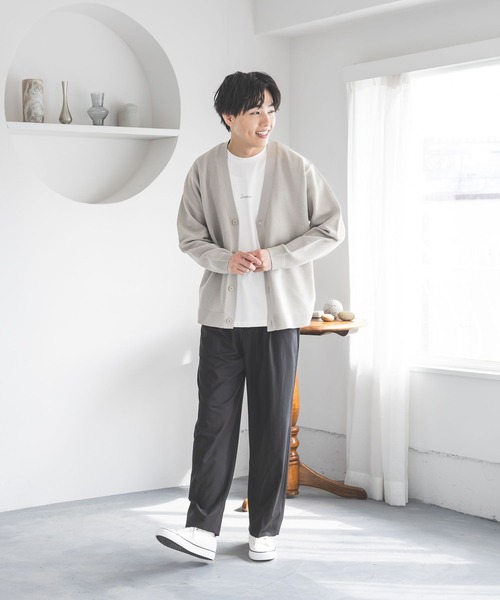 GLOBAL WORK(グローバルワーク)の「トクトク2setメッシュカーデ/半袖Tシャツ/661585(カーディガン/ボレロ・メンズ・オフホワイト/チャコールグレー/カーキ/グレー系その他/スカイブルー/ネイビー・MEDIUM/SMALL/X-LARGE/LARGE)」の8枚目の写真