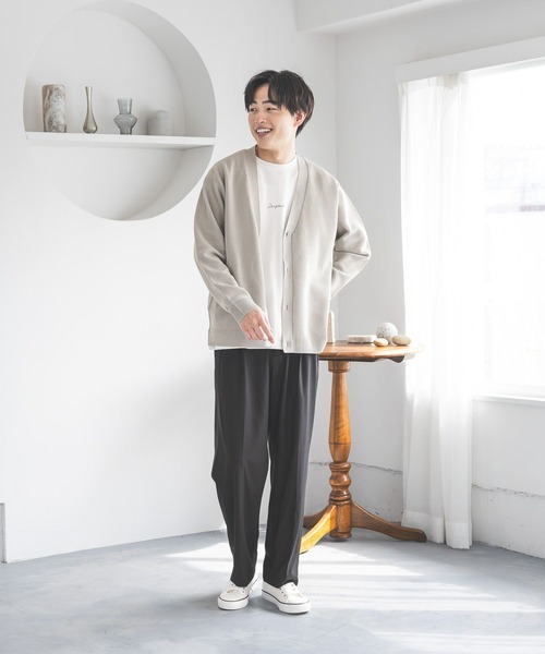 GLOBAL WORK(グローバルワーク)の「トクトク2setメッシュカーデ/半袖Tシャツ/661585(カーディガン/ボレロ・メンズ・オフホワイト/チャコールグレー/カーキ/グレー系その他/スカイブルー/ネイビー・MEDIUM/SMALL/X-LARGE/LARGE)」の9枚目の写真