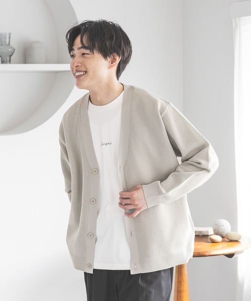 GLOBAL WORK(グローバルワーク)の「トクトク2setメッシュカーデ/半袖Tシャツ/661585(カーディガン/ボレロ・メンズ・オフホワイト/チャコールグレー/カーキ/グレー系その他/スカイブルー/ネイビー・MEDIUM/SMALL/X-LARGE/LARGE)」の10枚目の写真
