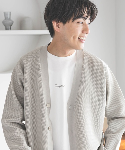 GLOBAL WORK(グローバルワーク)の「トクトク2setメッシュカーデ/半袖Tシャツ/661585(カーディガン/ボレロ・メンズ・オフホワイト/チャコールグレー/カーキ/グレー系その他/スカイブルー/ネイビー・MEDIUM/SMALL/X-LARGE/LARGE)」の11枚目の写真