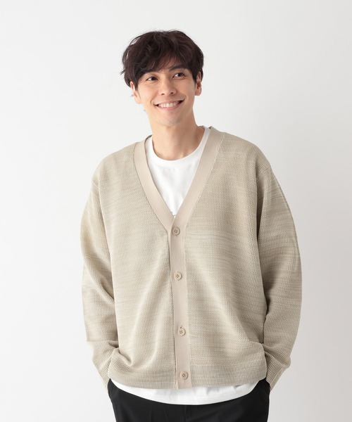 GLOBAL WORK(グローバルワーク)の「トクトク2setメッシュカーデ/半袖Tシャツ/661585(カーディガン/ボレロ・メンズ・オフホワイト/チャコールグレー/カーキ/グレー系その他/スカイブルー/ネイビー・MEDIUM/SMALL/X-LARGE/LARGE)」の15枚目の写真
