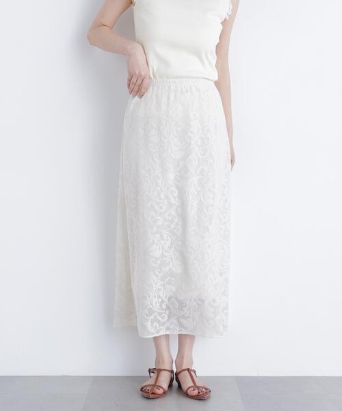 N.(N. Natural Beauty Basic)(エヌエヌナチュラルビューティーベーシック)の「フラワーメッシュ SETUP スカート(スカート・レディース・ブラウン/オフホワイト・フリ-)」の2枚目の写真