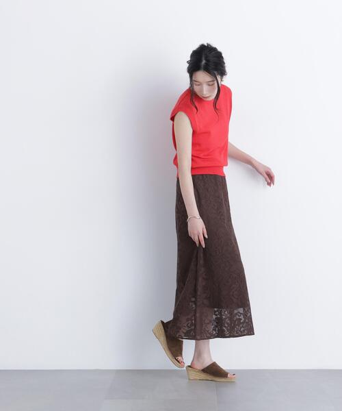 N.(N. Natural Beauty Basic)(エヌエヌナチュラルビューティーベーシック)の「フラワーメッシュ SETUP スカート(スカート・レディース・ブラウン/オフホワイト・フリ-)」の19枚目の写真