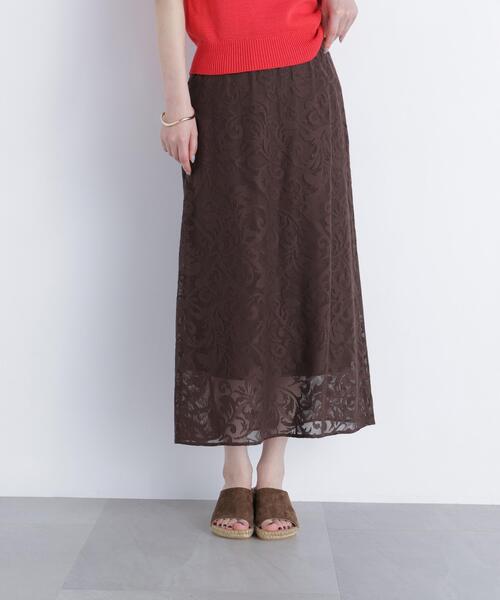 N.(N. Natural Beauty Basic)(エヌエヌナチュラルビューティーベーシック)の「フラワーメッシュ SETUP スカート(スカート・レディース・ブラウン/オフホワイト・フリ-)」の20枚目の写真