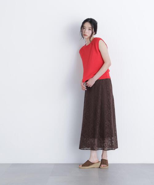 N.(N. Natural Beauty Basic)(エヌエヌナチュラルビューティーベーシック)の「フラワーメッシュ SETUP スカート(スカート・レディース・ブラウン/オフホワイト・フリ-)」の21枚目の写真