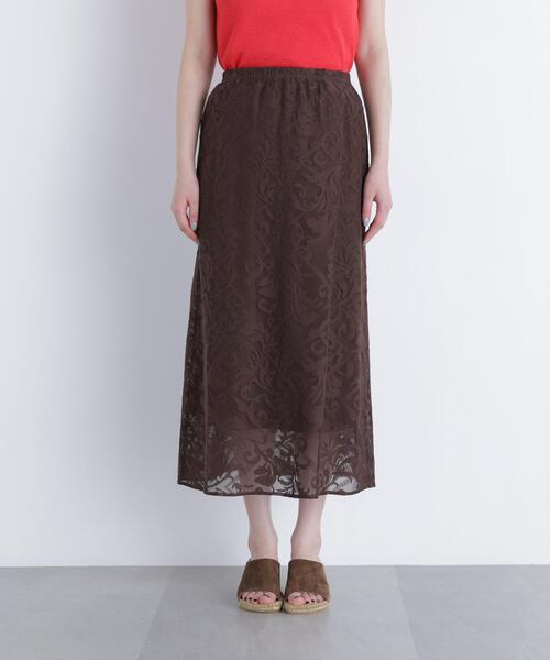 N.(N. Natural Beauty Basic)(エヌエヌナチュラルビューティーベーシック)の「フラワーメッシュ SETUP スカート(スカート・レディース・ブラウン/オフホワイト・フリ-)」の5枚目の写真