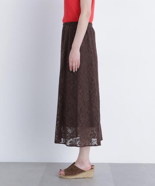 N.(N. Natural Beauty Basic)(エヌエヌナチュラルビューティーベーシック)の「フラワーメッシュ SETUP スカート(スカート・レディース・ブラウン/オフホワイト・フリ-)」の6枚目の写真