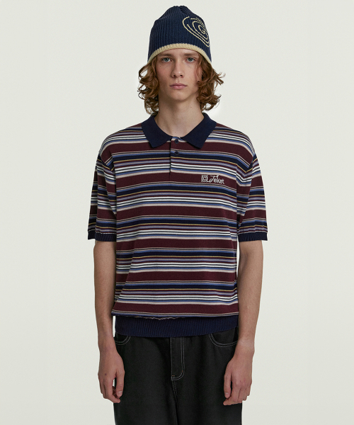 TEKET(テケット)の「Script Knit Polo Navy(ポロシャツ・メンズ・その他・SMALL/MEDIUM/LARGE)」の1枚目の写真